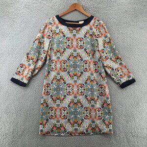 J Crew Misty Fog Floral Dress Womens 6 Multicolor 3/4 Sleeve Printed Back Button